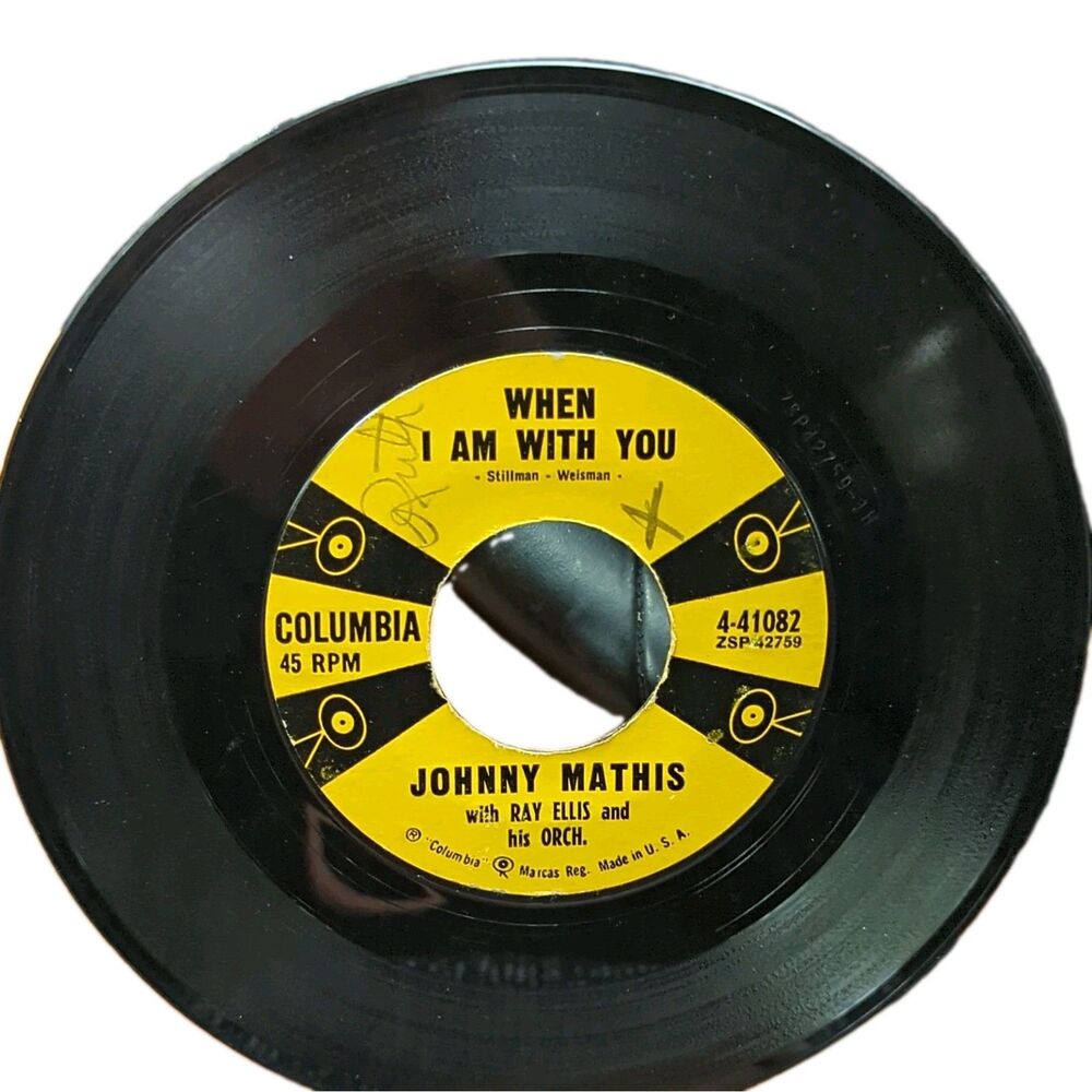 Johnny Mathis When I Am With You/Come To Me 7" 45 Columbia 4-41082